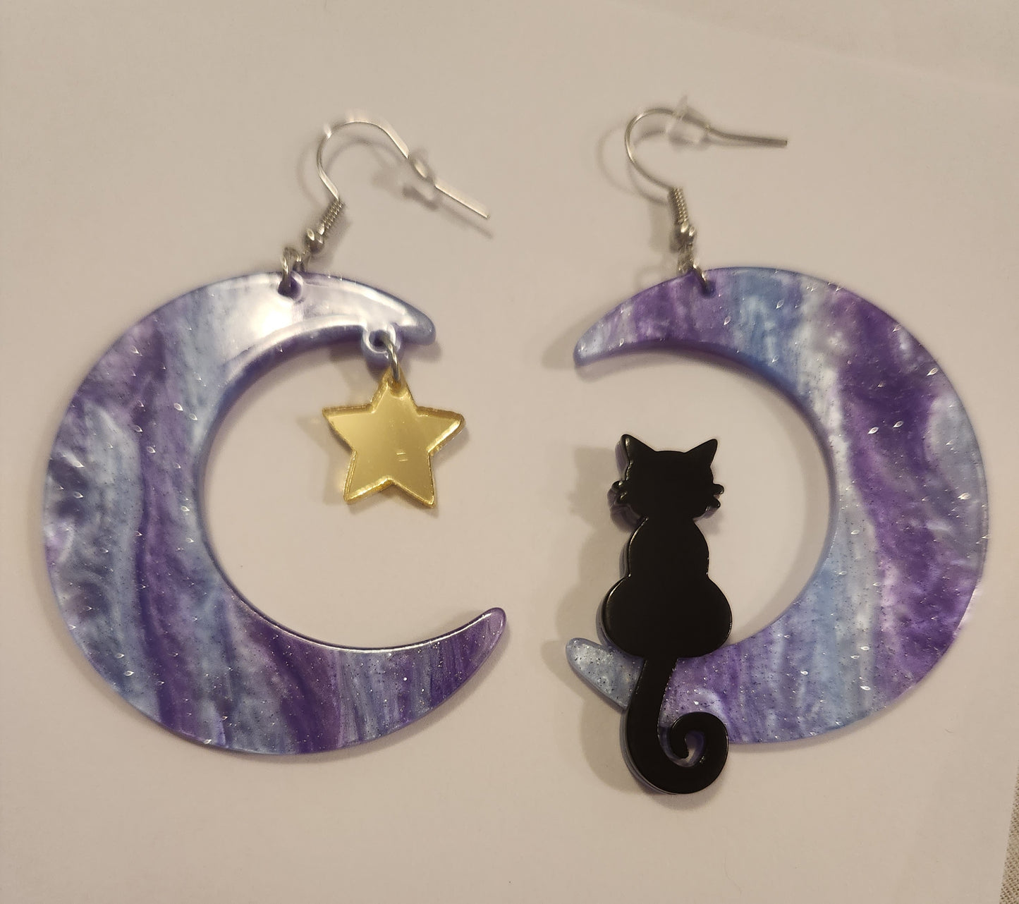 Moon star kitty earrings