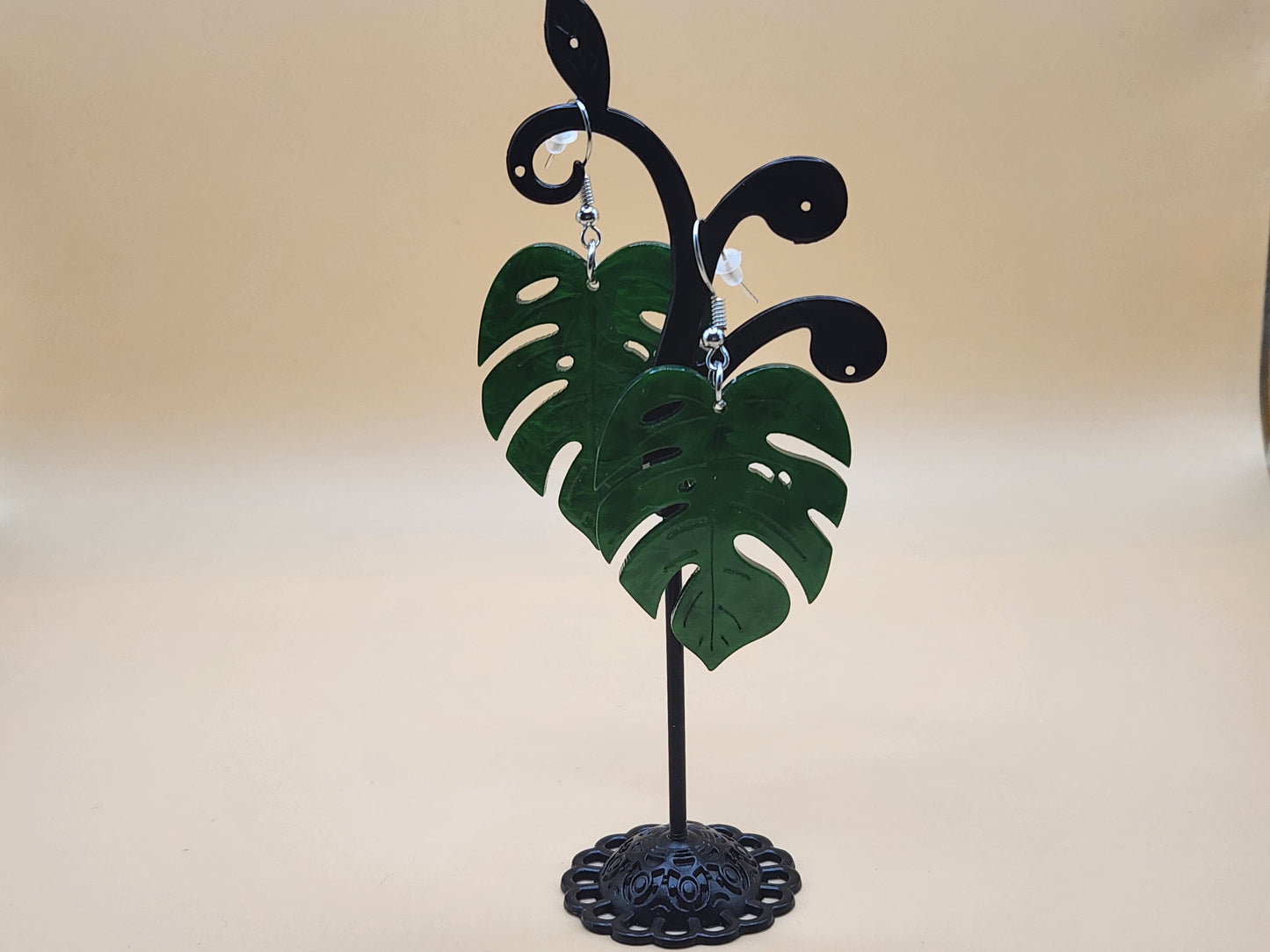 Boho Monstera leaf earrings