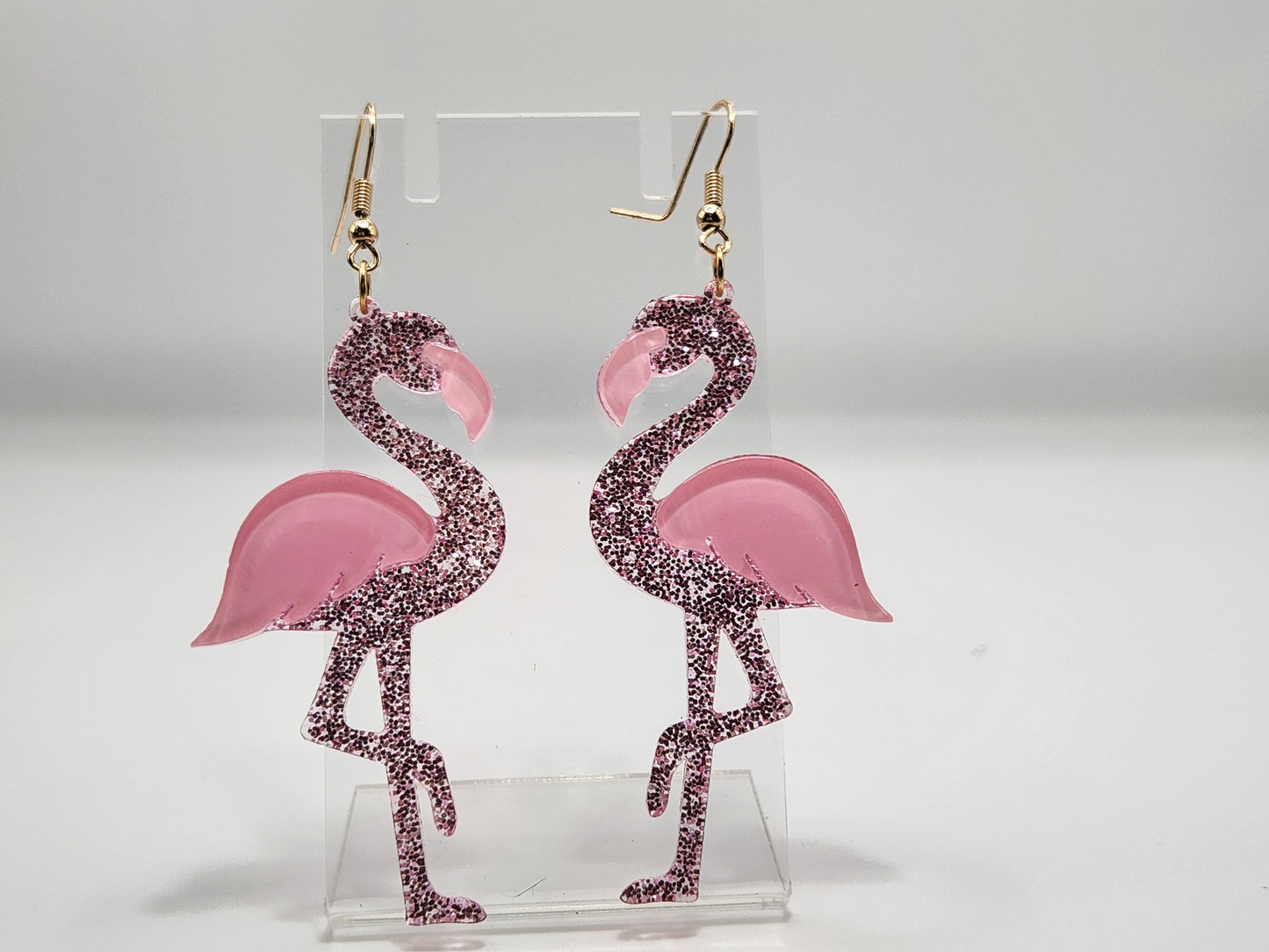 Sparkly flamingo earrings