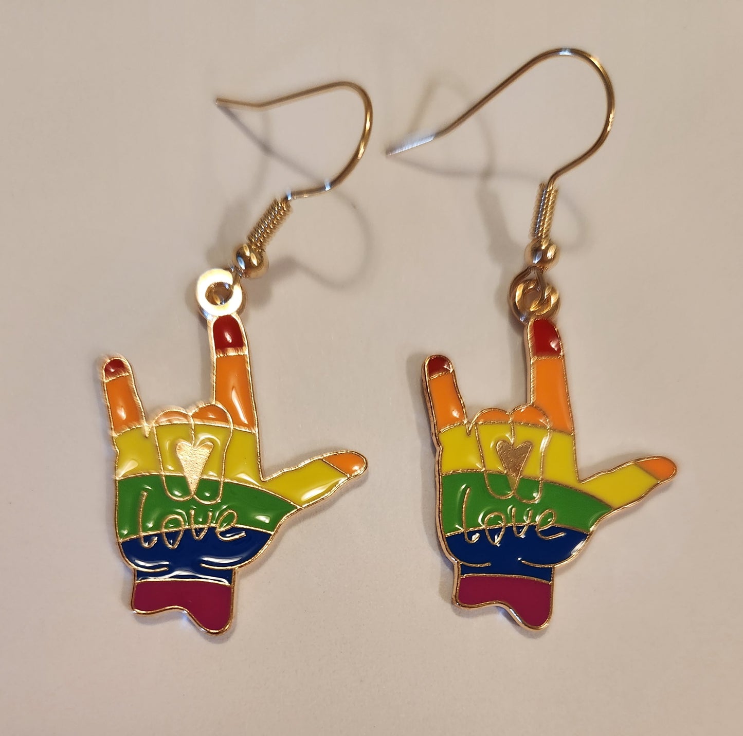 Rainbow rock on love earrings