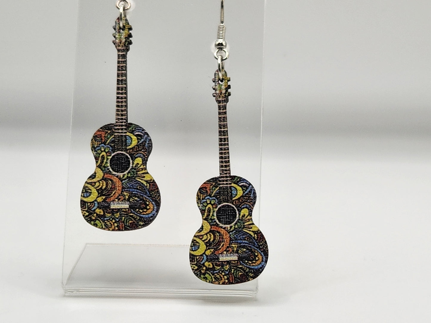 Boho artistic guitar earrings