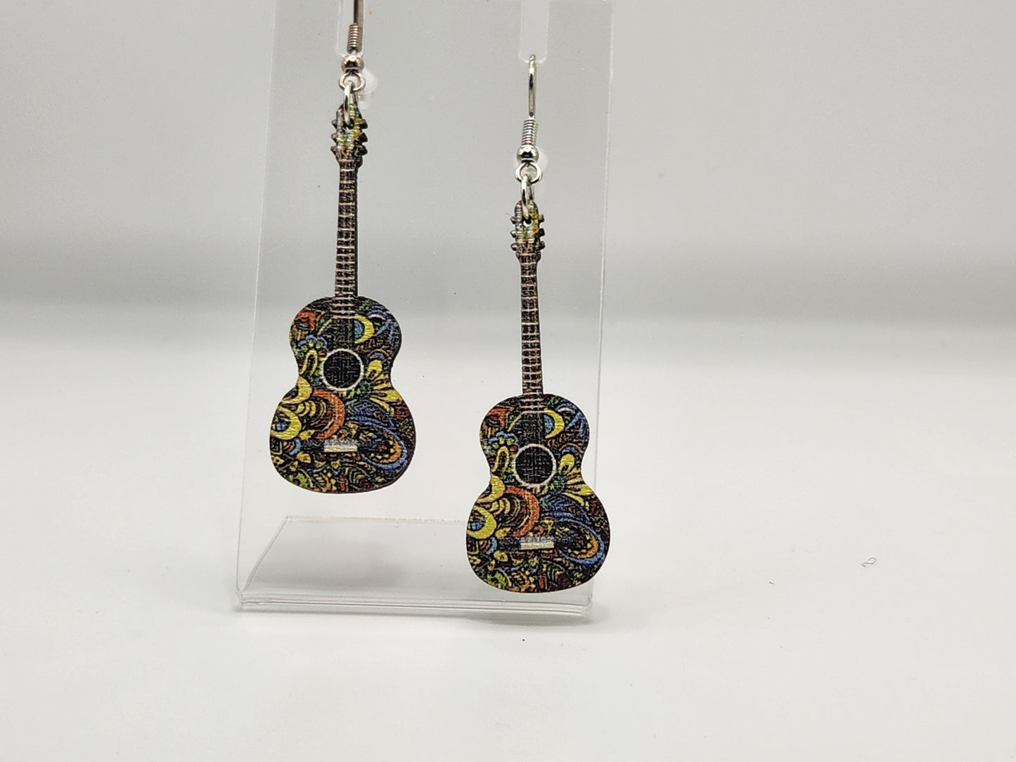 Boho artistic guitar earrings