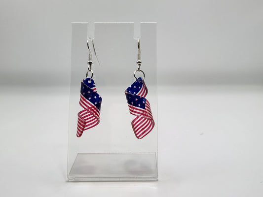 Red White and Blue spiral flag earrings