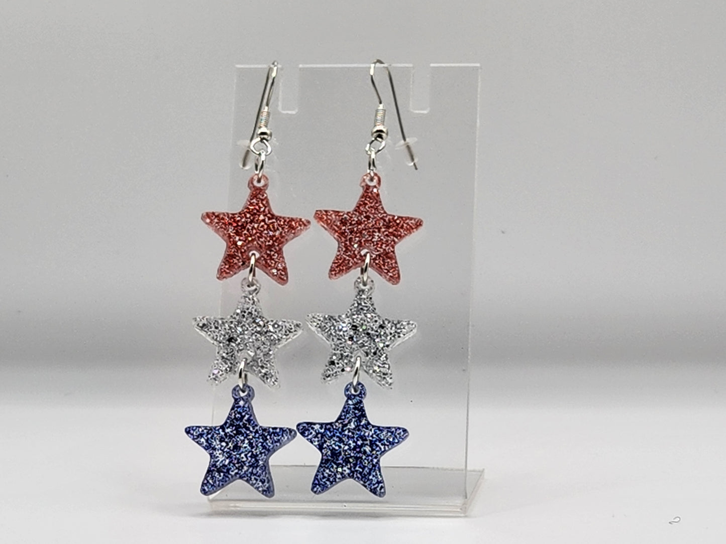 Red white and blue star earrings